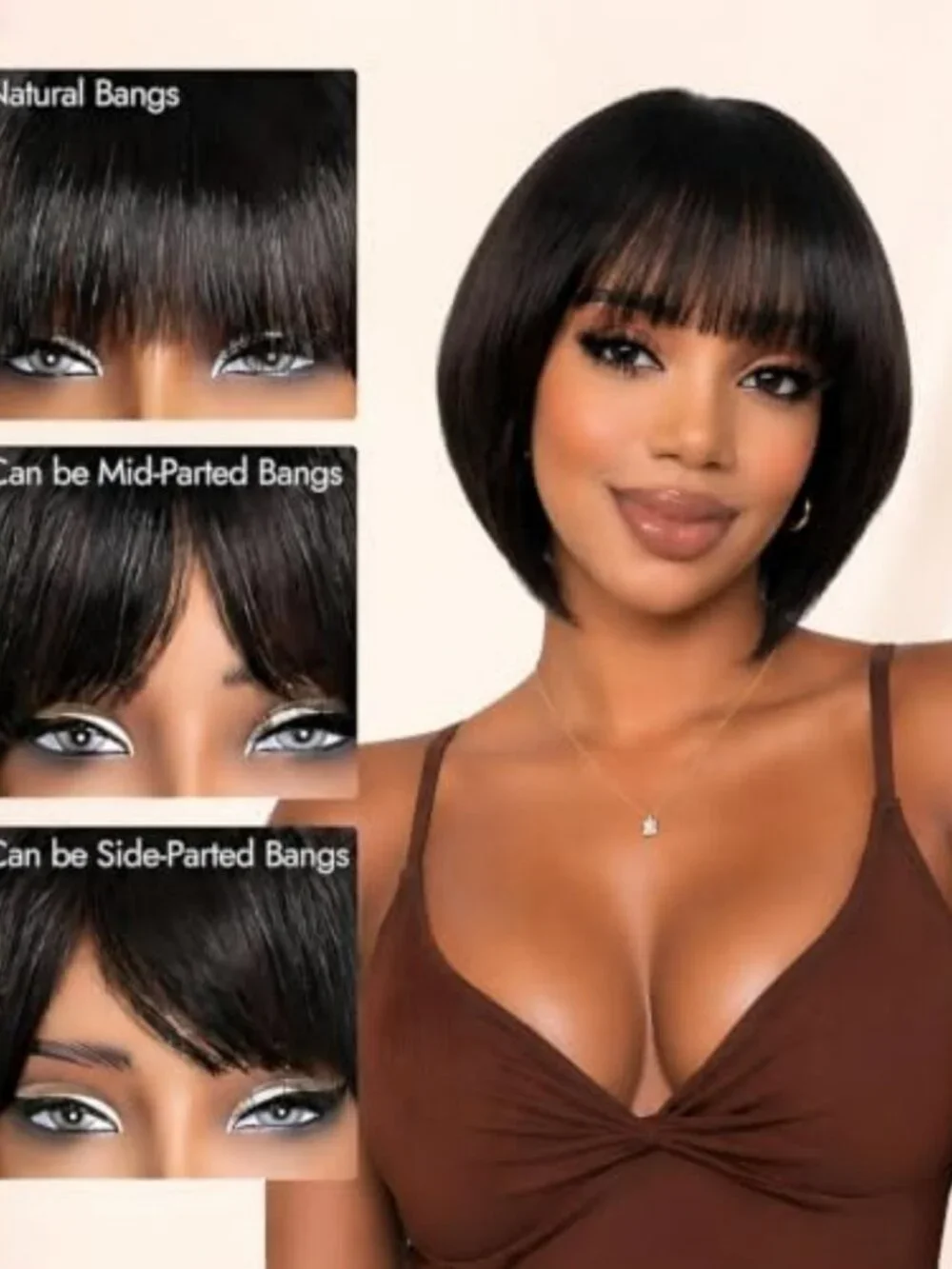 Stylish Short Pixie Cut Human Hair Wig with Bangs - Glueless Lace Closure